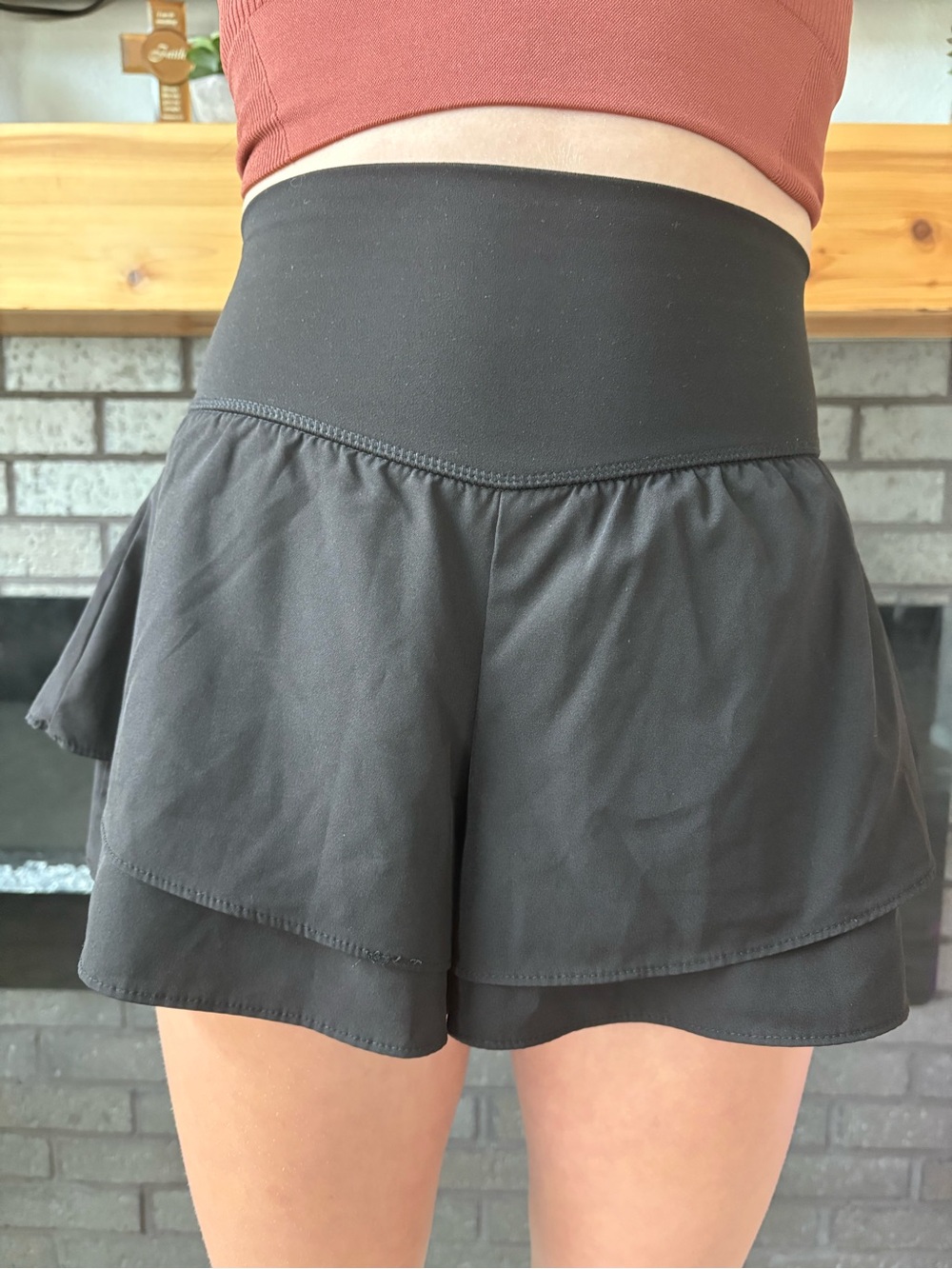 Yogalicious Black High-Waist Active Flowy Shorts